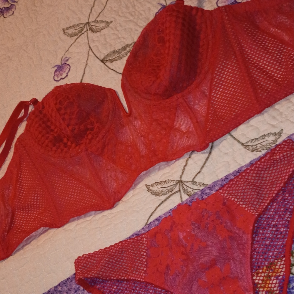 Vintage Y2K Victoria's Secret Fishnet Sexy Bustier Bra 36 D Panties M